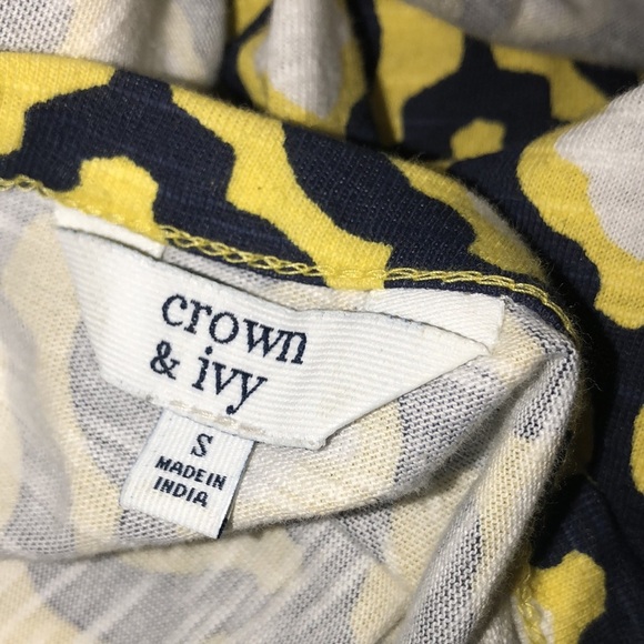 Crown & Ivy size small yellow & blue preppy top - Picture 6 of 8